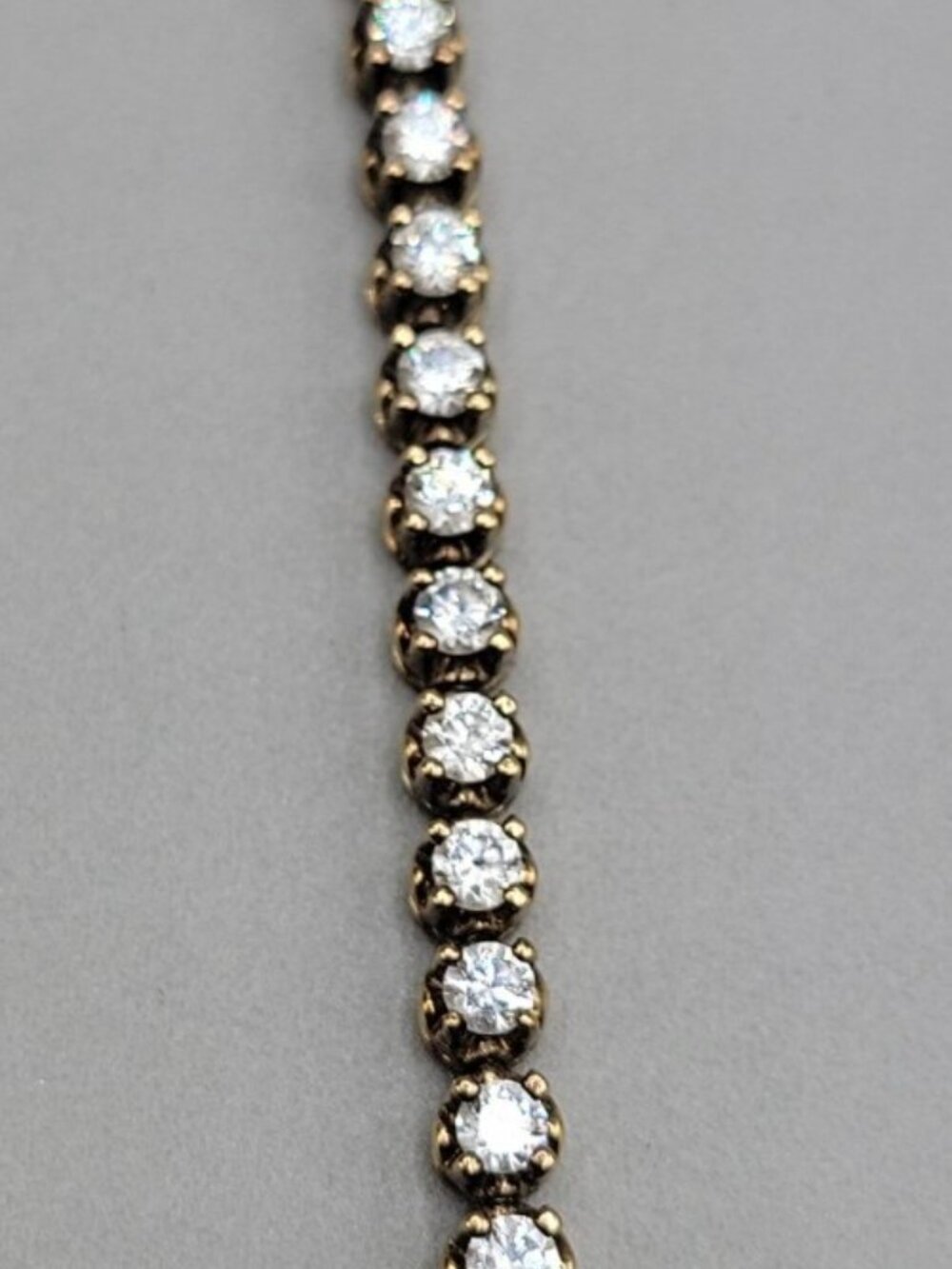 FM 87 Sterling Silver Vermeil White Topaz Tennis Bracelet Heart Charm 6.75" - Picture 11 of 13